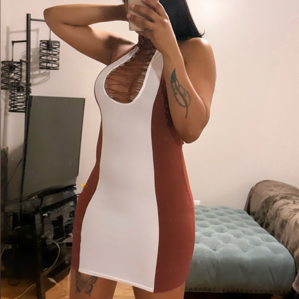 NWT White and Brown Mini Dress